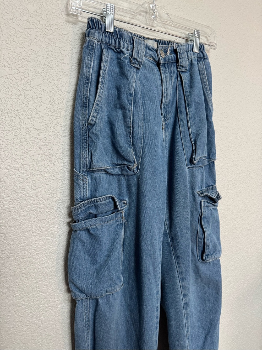90s Style Blue Denim Cargo Pants Women’s 24 Retro Y2K Fall